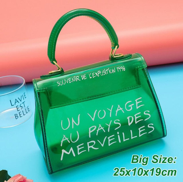Transparent Jelly Bag Medium PVC Graffiti Tote Bag Fashionable